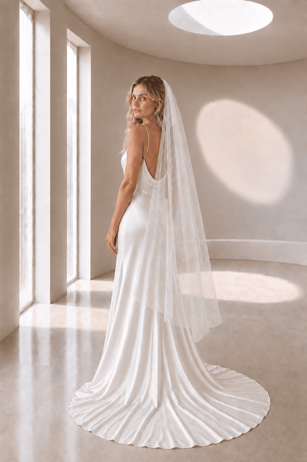 Back view of the Celestial Luna veil